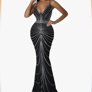 Rhinestone and sequin formal dress L